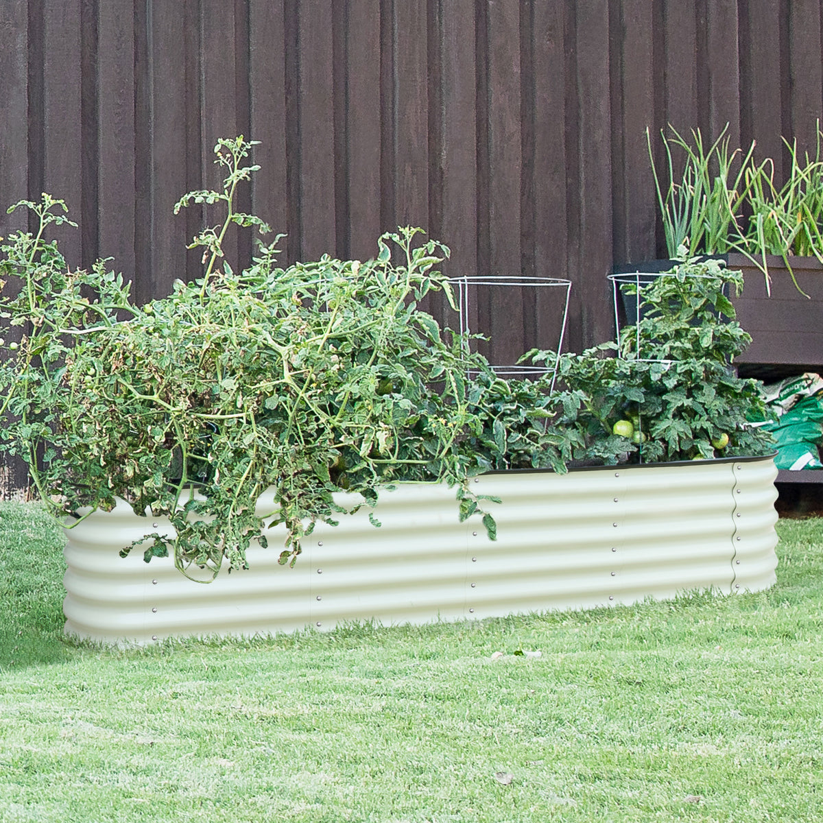 VEIKOUS Metal Garden Bed, 8x2x2 ft Galvanized 9 in 1 Modular Garden Planter Box Kit, Pearl White w