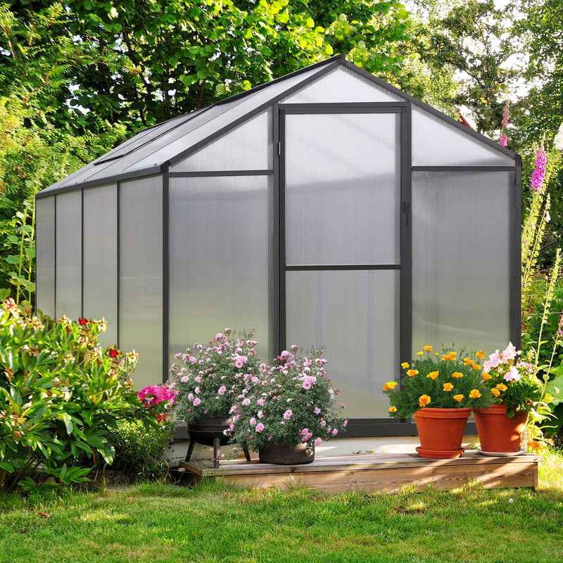 VEIKOUS Aluminum Greenhouse Kit for Outdoor, Walk-in Polycarbonate Garden Greenhouse for Plants in Winter with Heavy Duty Metal Frame