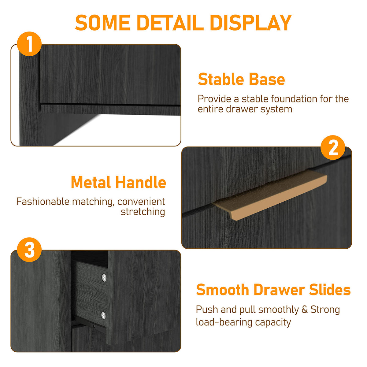 Fluted Chest of Drawers, Metal Handle