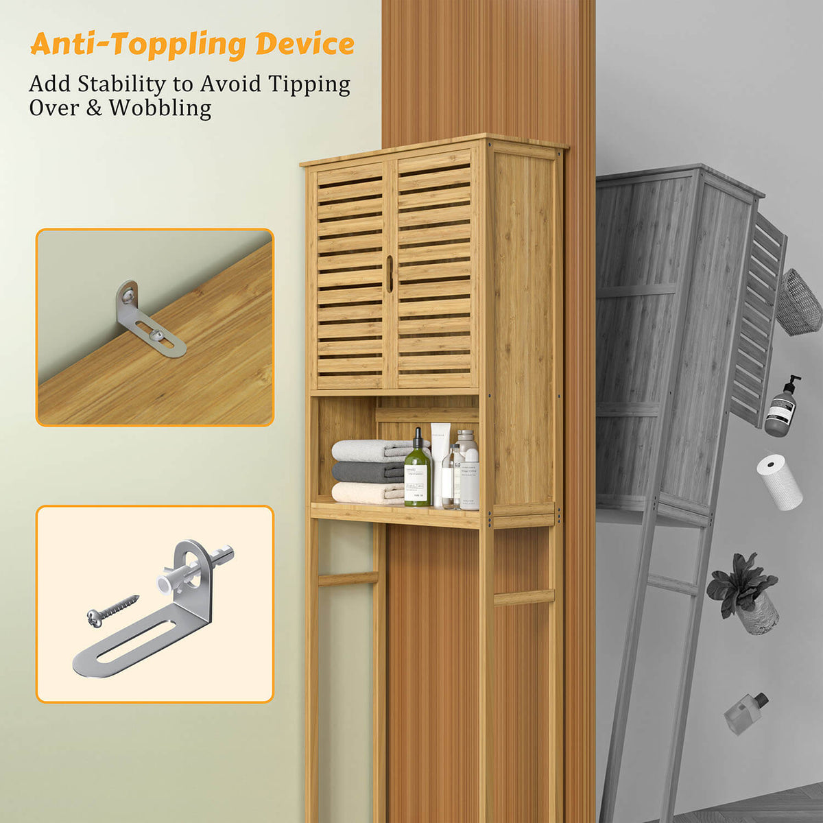 Cabinets Over the Toilet, Cut-Out Handles