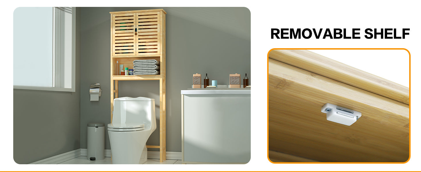 Over toilet cabinet with removable shelf