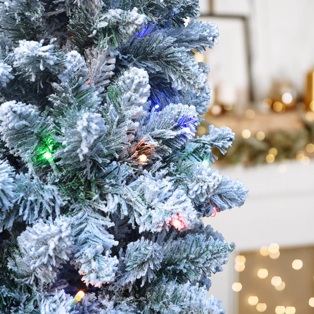 Pre-Lit 6ft Flocked Pencil Christmas Tree