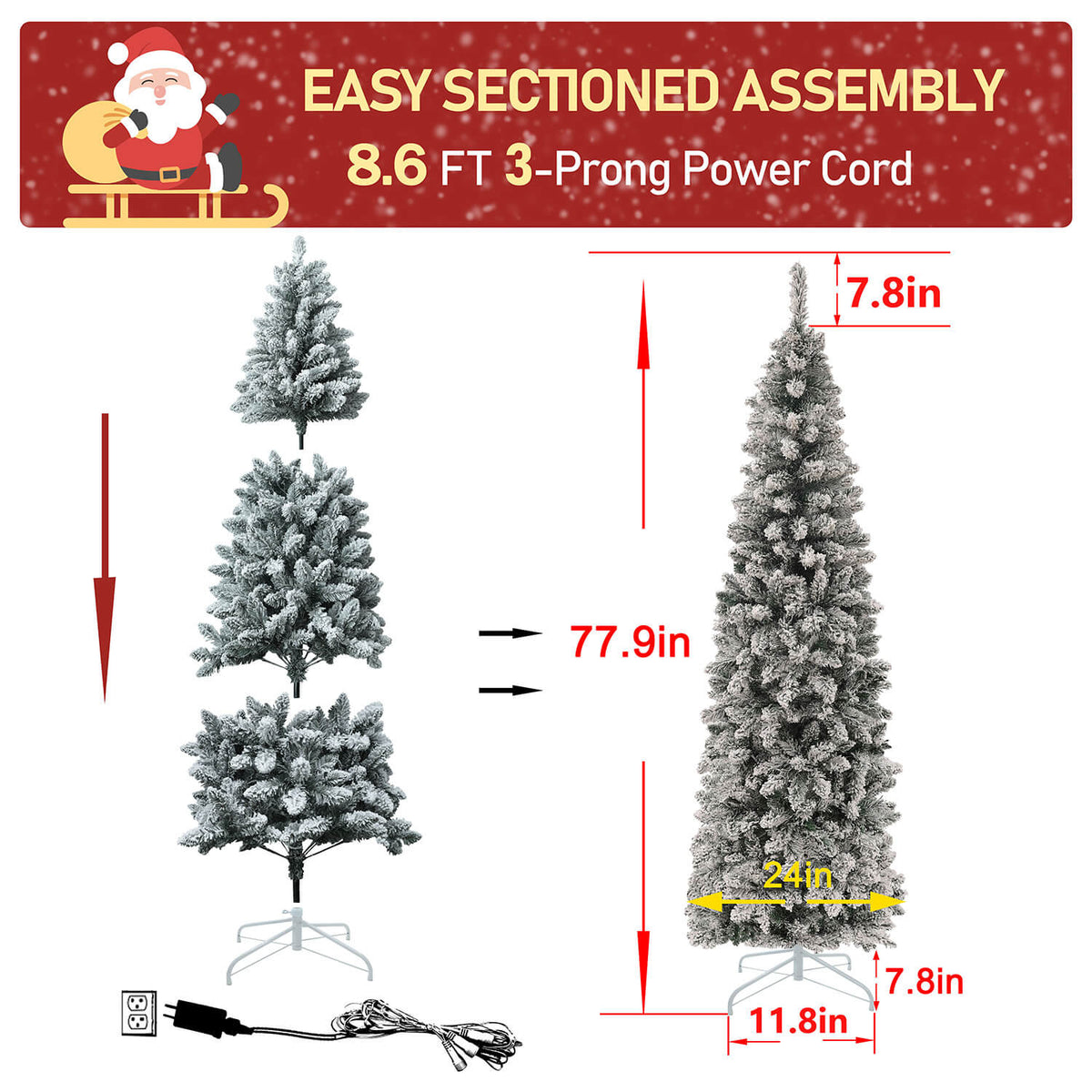 slim 6ft pencil Christmas tree pre-lit