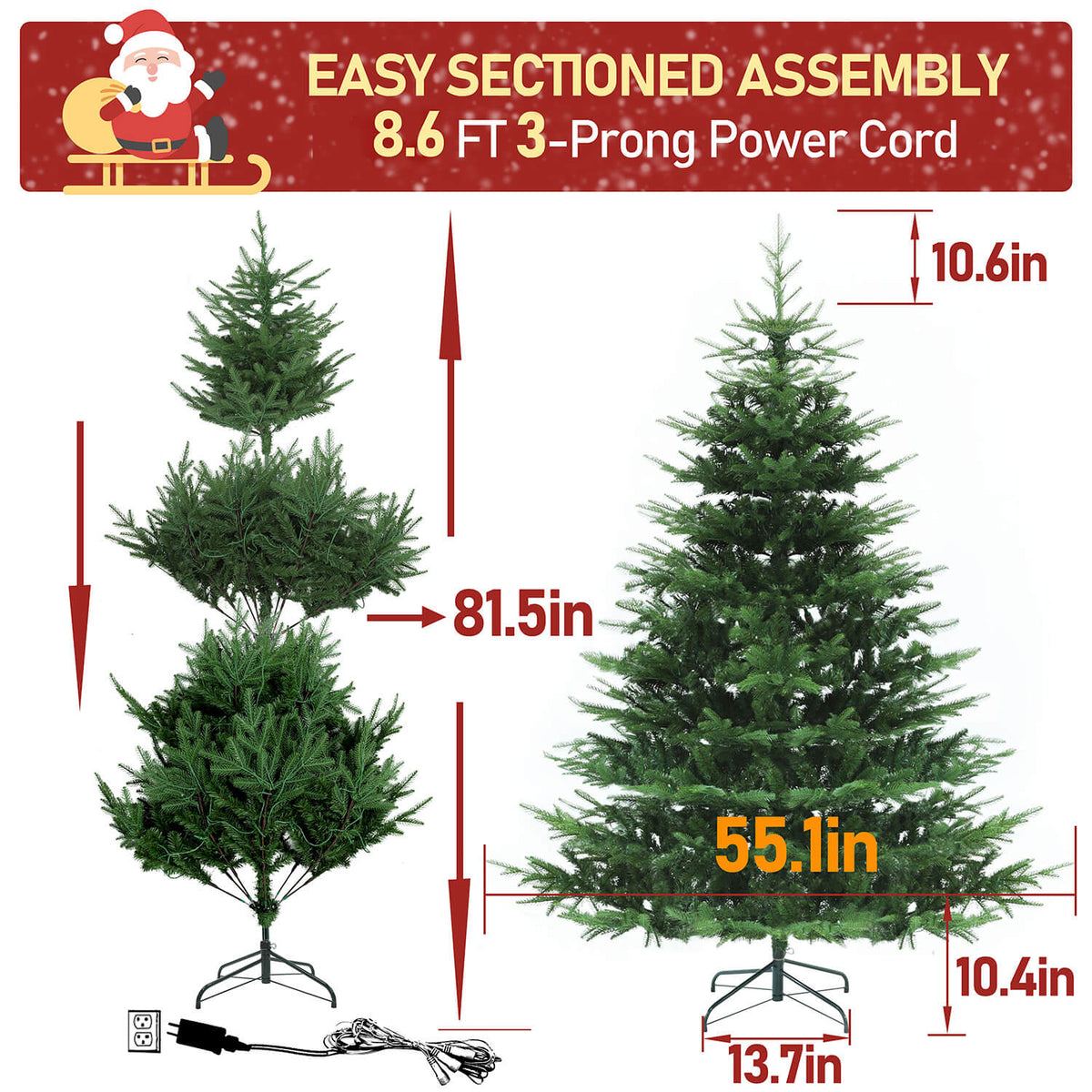 Realistic christmas tree 6.5 ft with lights