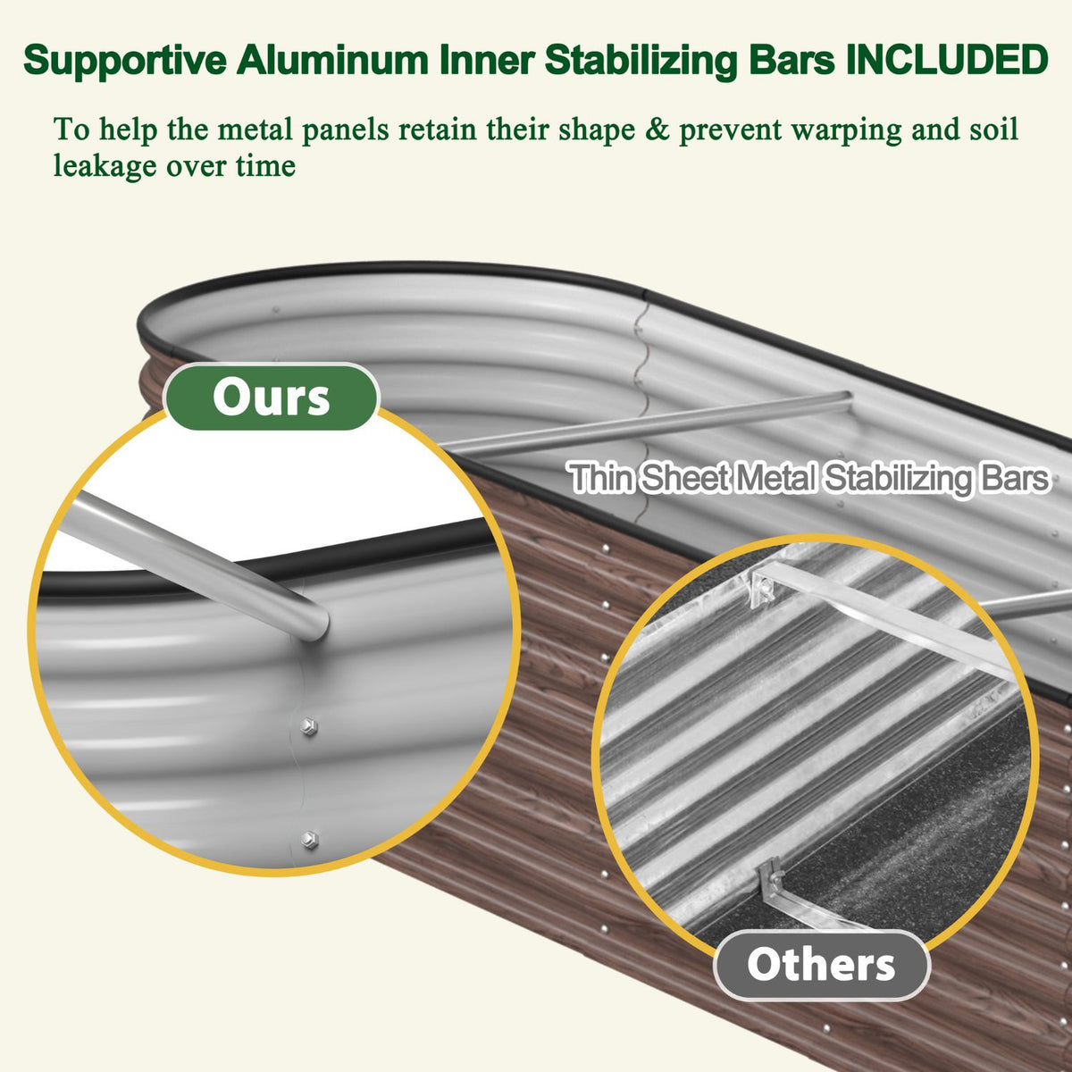 raised garden planter with support rods