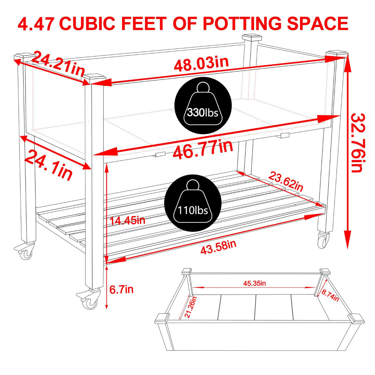 cedar planter on wheels, Brown
