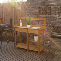 potting bench with storage for outdoor use