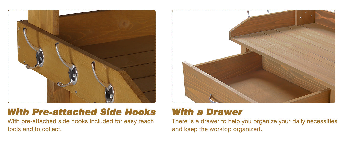 potting bench with drawer