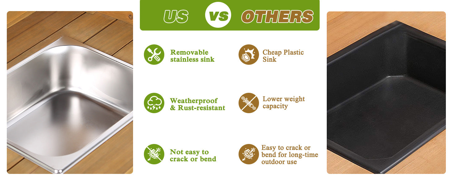 potting bench with stainless steel sink