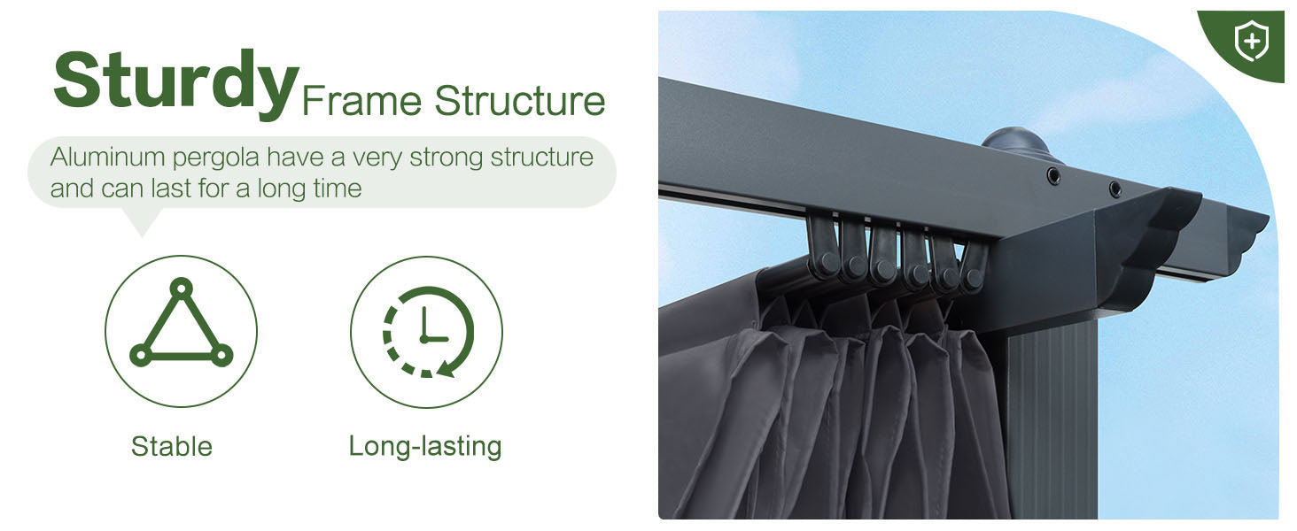 Sturdy frame aluminum pergola