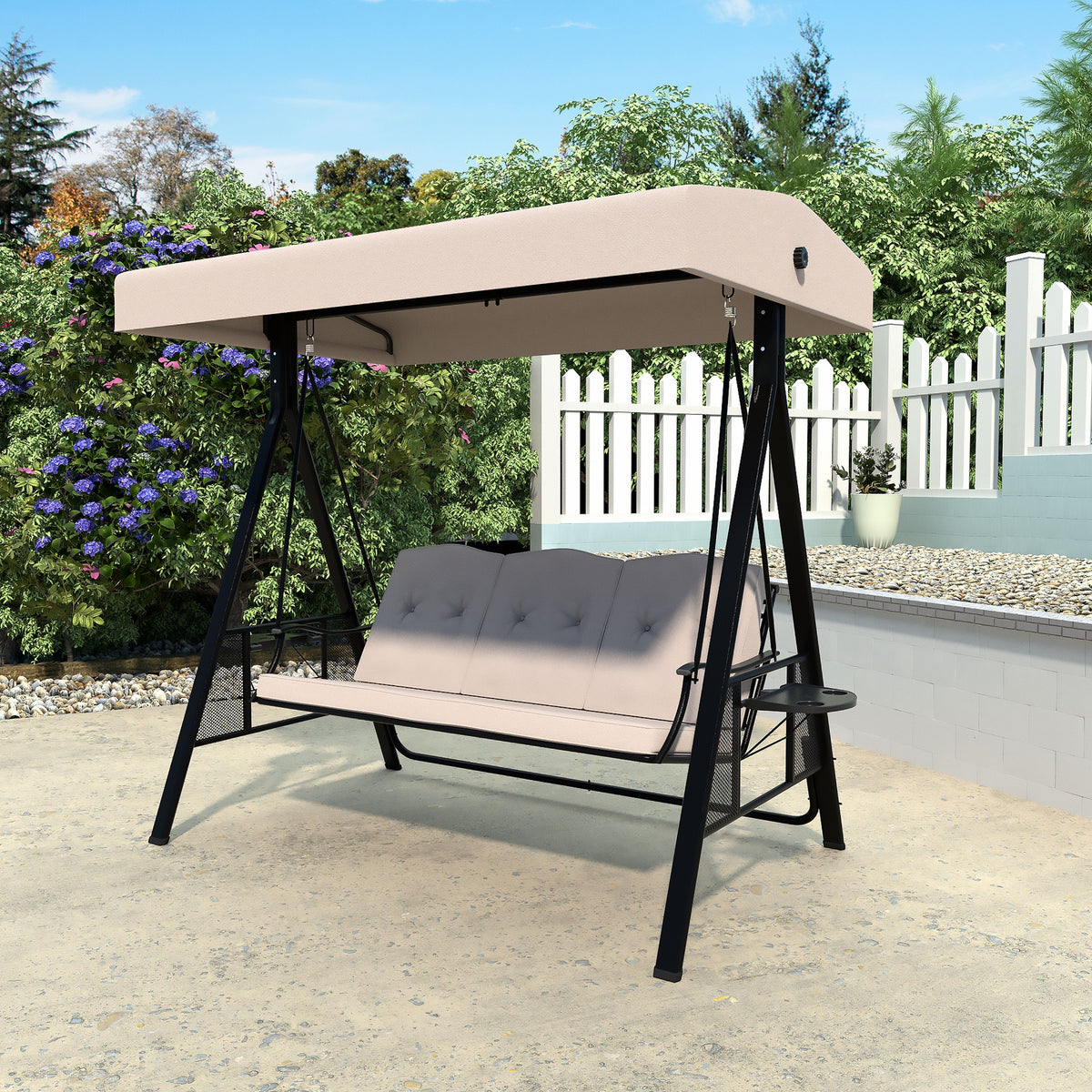 comfortable porch swing, beige