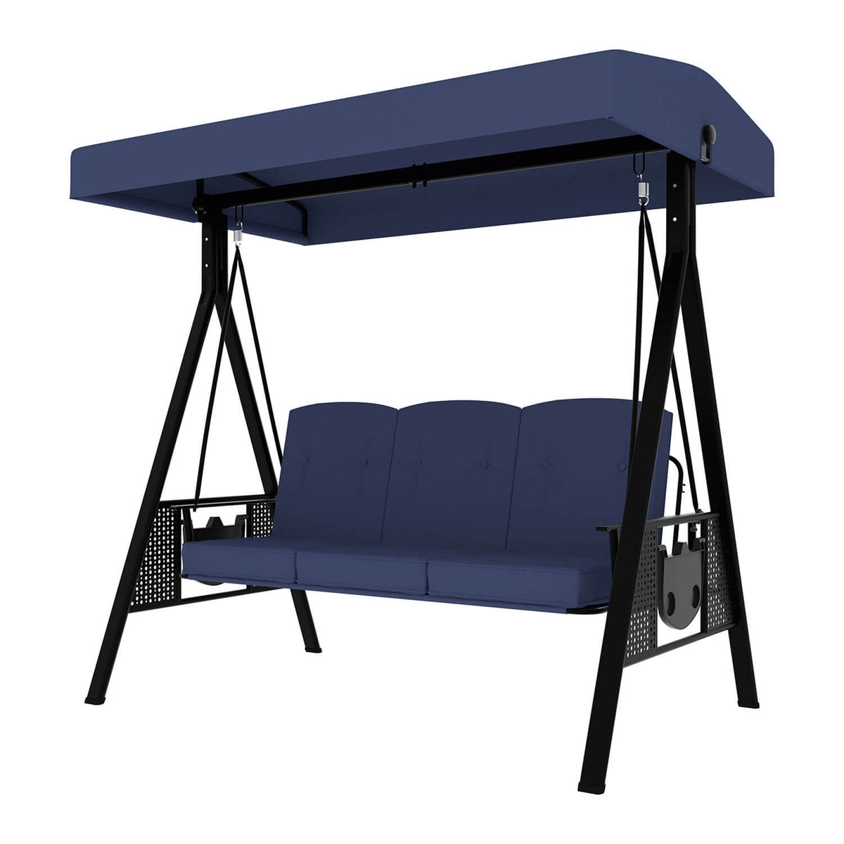 VEIKOUS Patio Swing Chair with Canopy, Swing Seat for Adults, 3-person Swing with Removable Cushion
