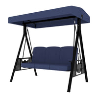 VEIKOUS Patio Swing Chair with Canopy, Swing Seat for Adults, 3-person Swing with Removable Cushion