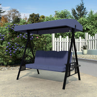 VEIKOUS Patio Swing Chair with Canopy, Swing Seat for Adults, 3-person Swing with Removable Cushion