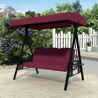 VEIKOUS Patio Swing Chair with Canopy, Swing Seat for Adults, 3-person Swing with Removable Cushion