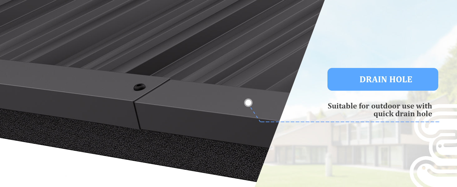 Lean to pergola with drain hole