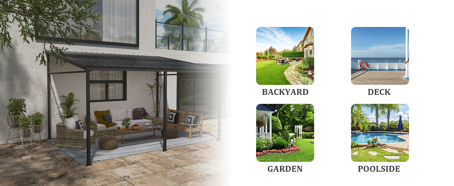 10'x14' outdoor pergola for backyard, deck, poolside