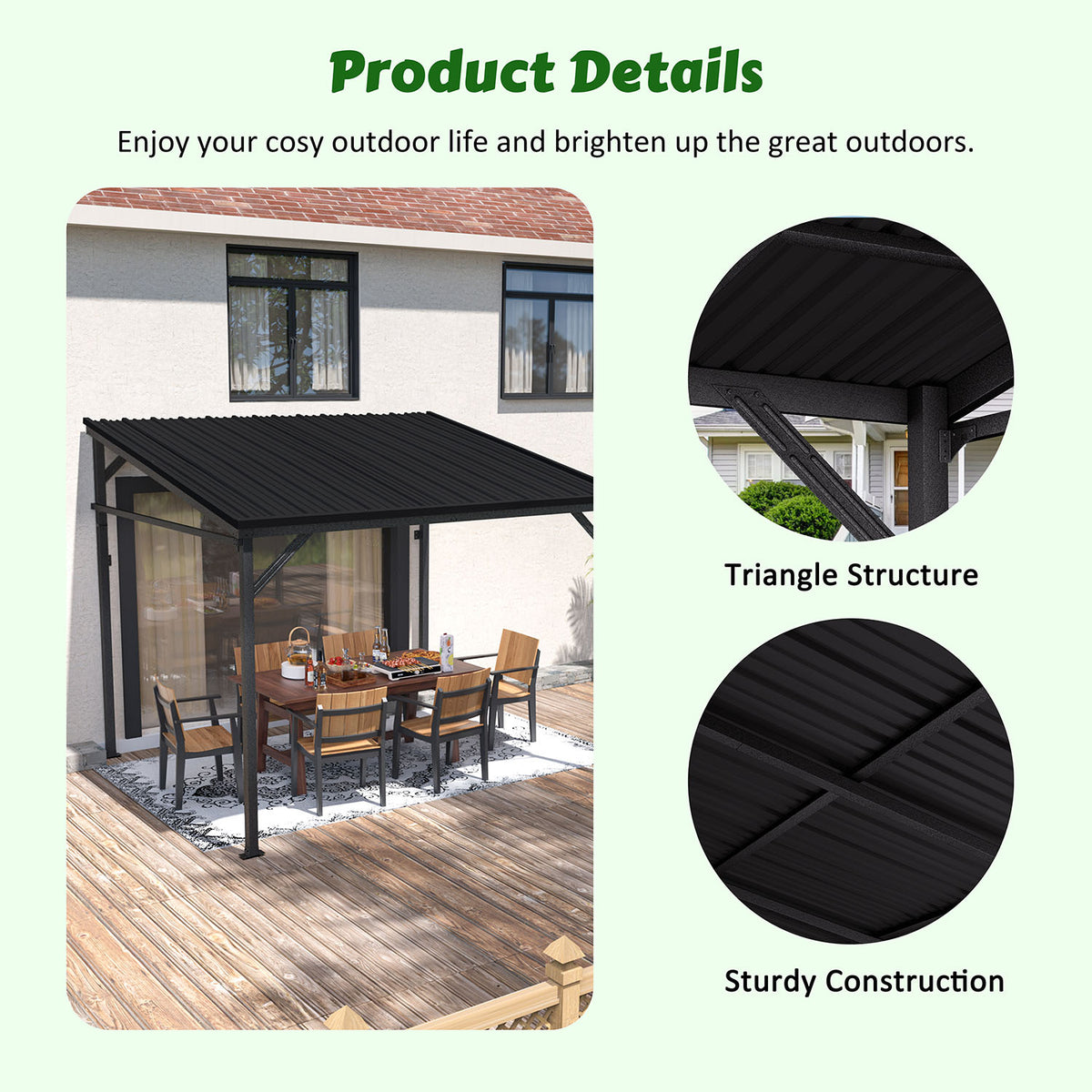 wall mounted lean to gazebo