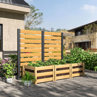 2 pieces of wooden privacy screens as a garden fence
