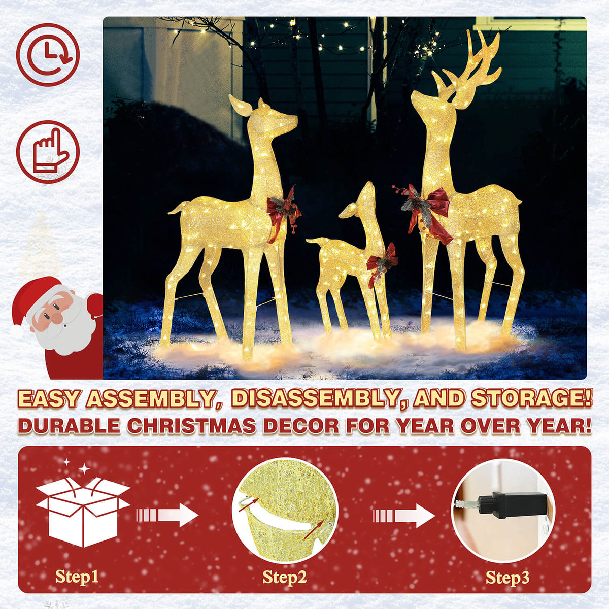 Lighted deer yard decoration