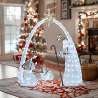 led nativity scene in dining room