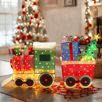 outdoor Christmas train lights decoration