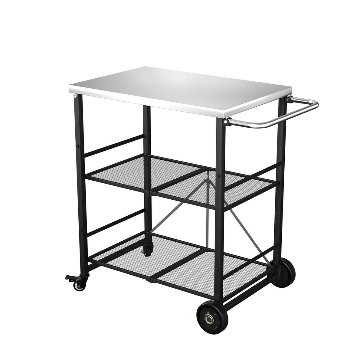 VEIKOUS Outdoor Grill Cart, Portable Grill Table with Double Shelve Storage