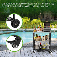 VEIKOUS Outdoor Grill Cart, Portable Grill Table with Double Shelve Storage