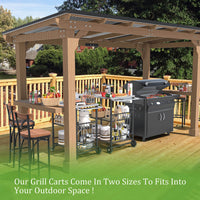 VEIKOUS Outdoor Grill Cart, Portable Grill Table with Double Shelve Storage