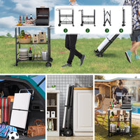 VEIKOUS Outdoor Grill Cart, Portable Grill Table with Double Shelve Storage