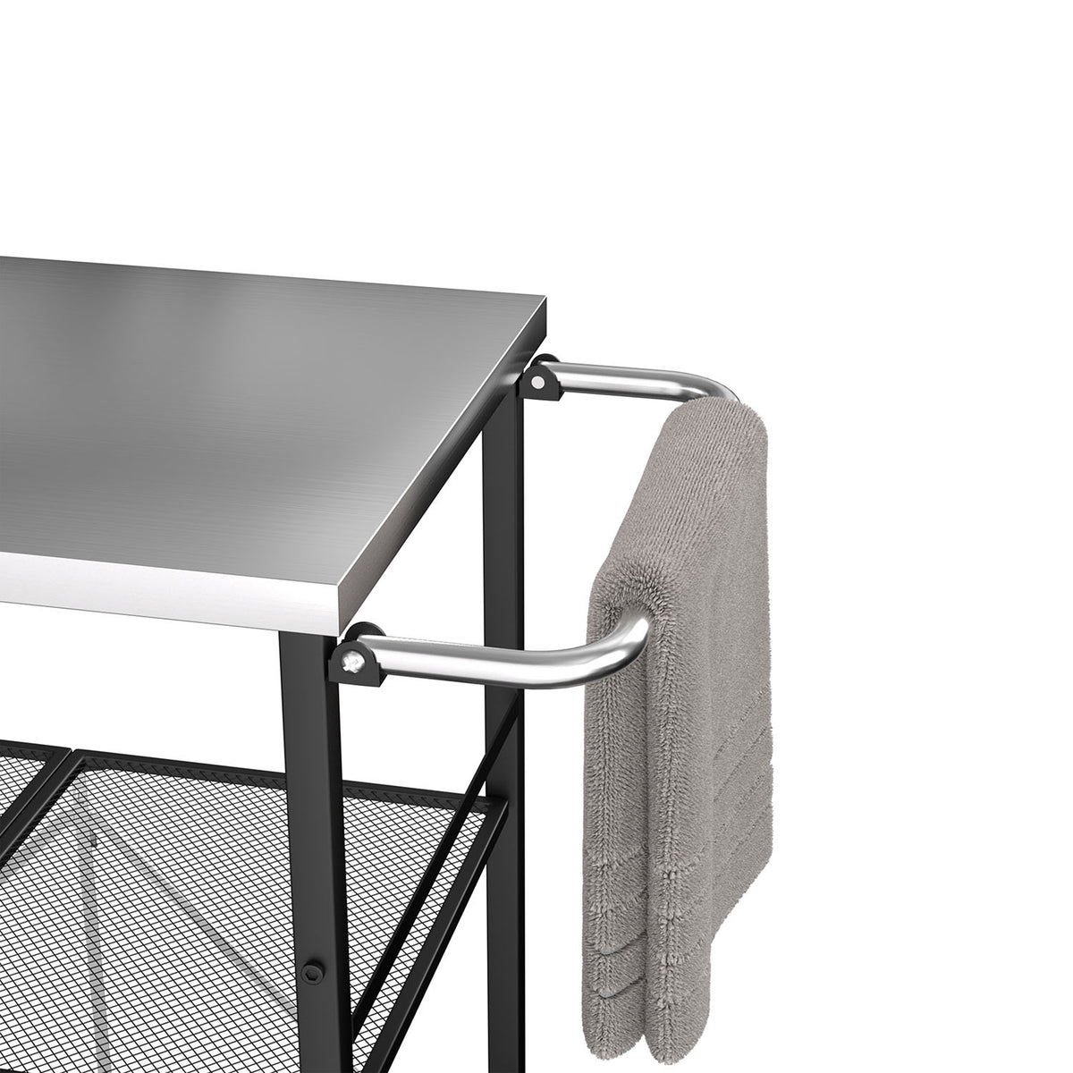 VEIKOUS Outdoor Grill Cart, Portable Grill Table with Double Shelve Storage