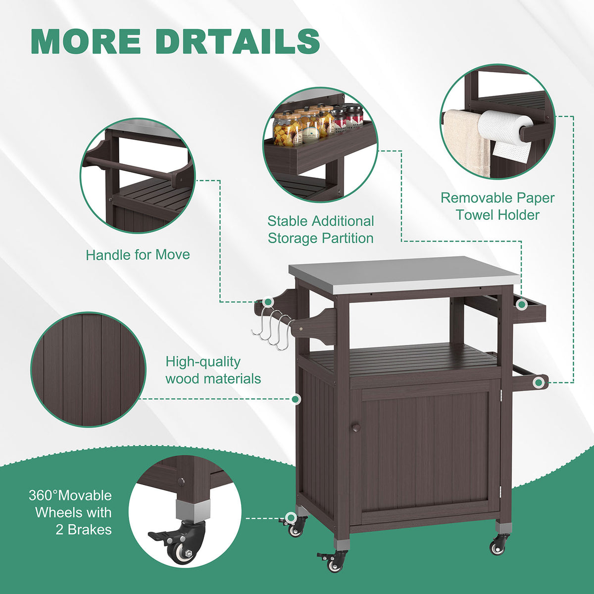 Veikous Outdoor Prep Table with Storage Cabinet