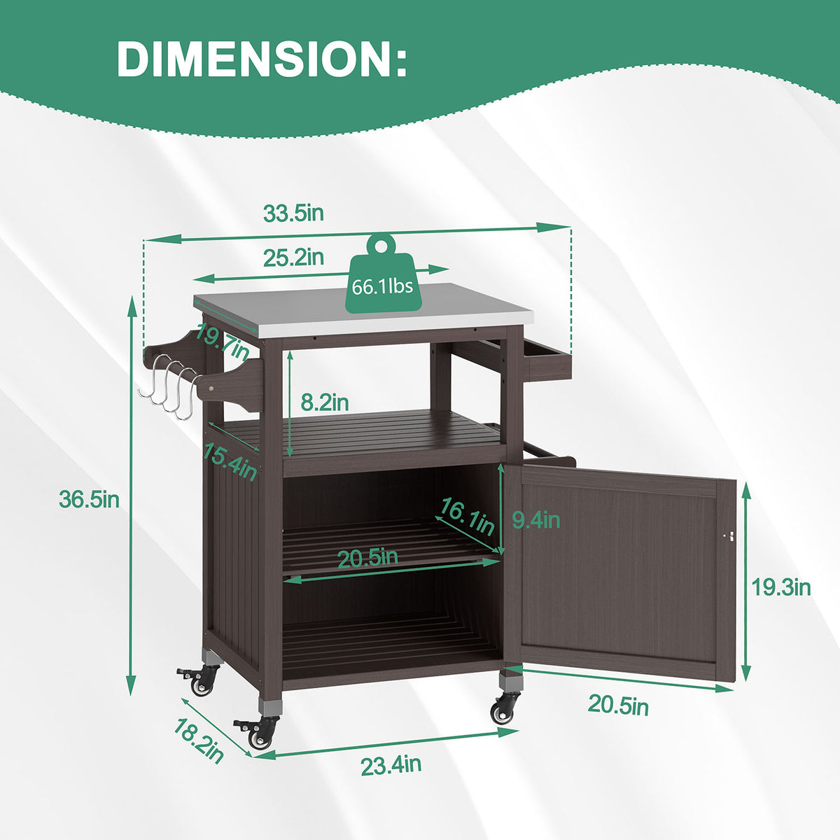 Veikous Outdoor Prep Table with Storage Cabinet