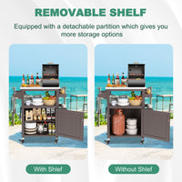 Veikous Outdoor Prep Table with Storage Cabinet