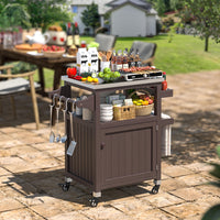 Veikous Outdoor Prep Table with Storage Cabinet