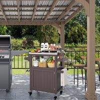 Veikous Outdoor Prep Table with Storage Cabinet