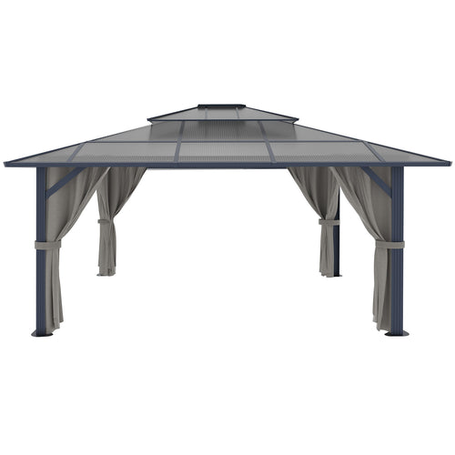 Outdoor gazebo with double-layered roof