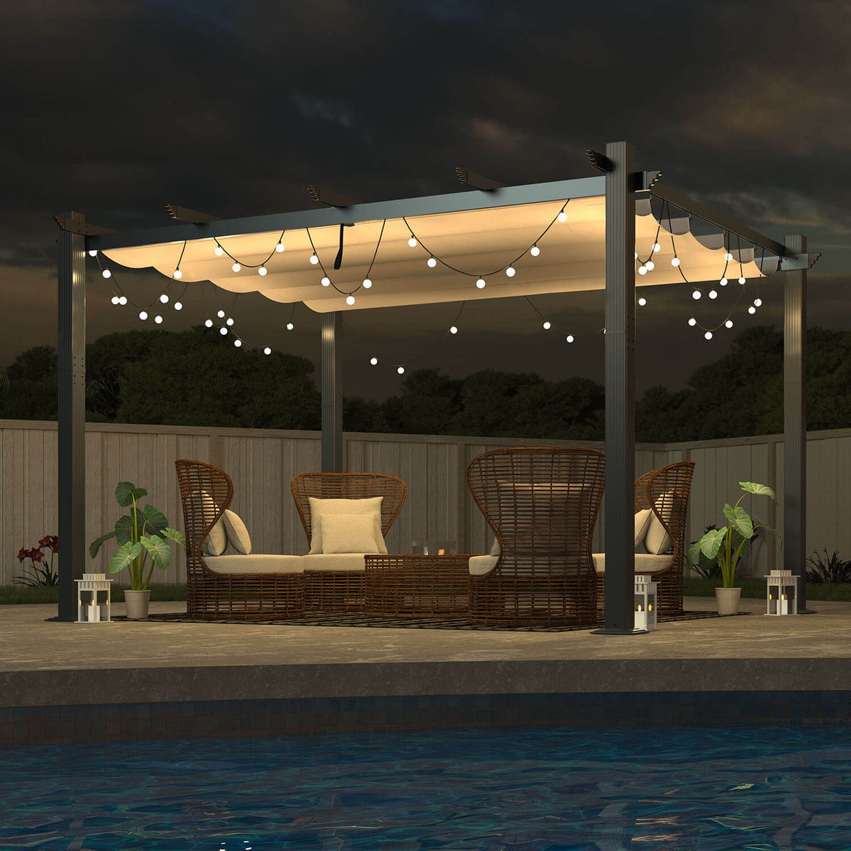10x13 modern aluminum pergola, Beige