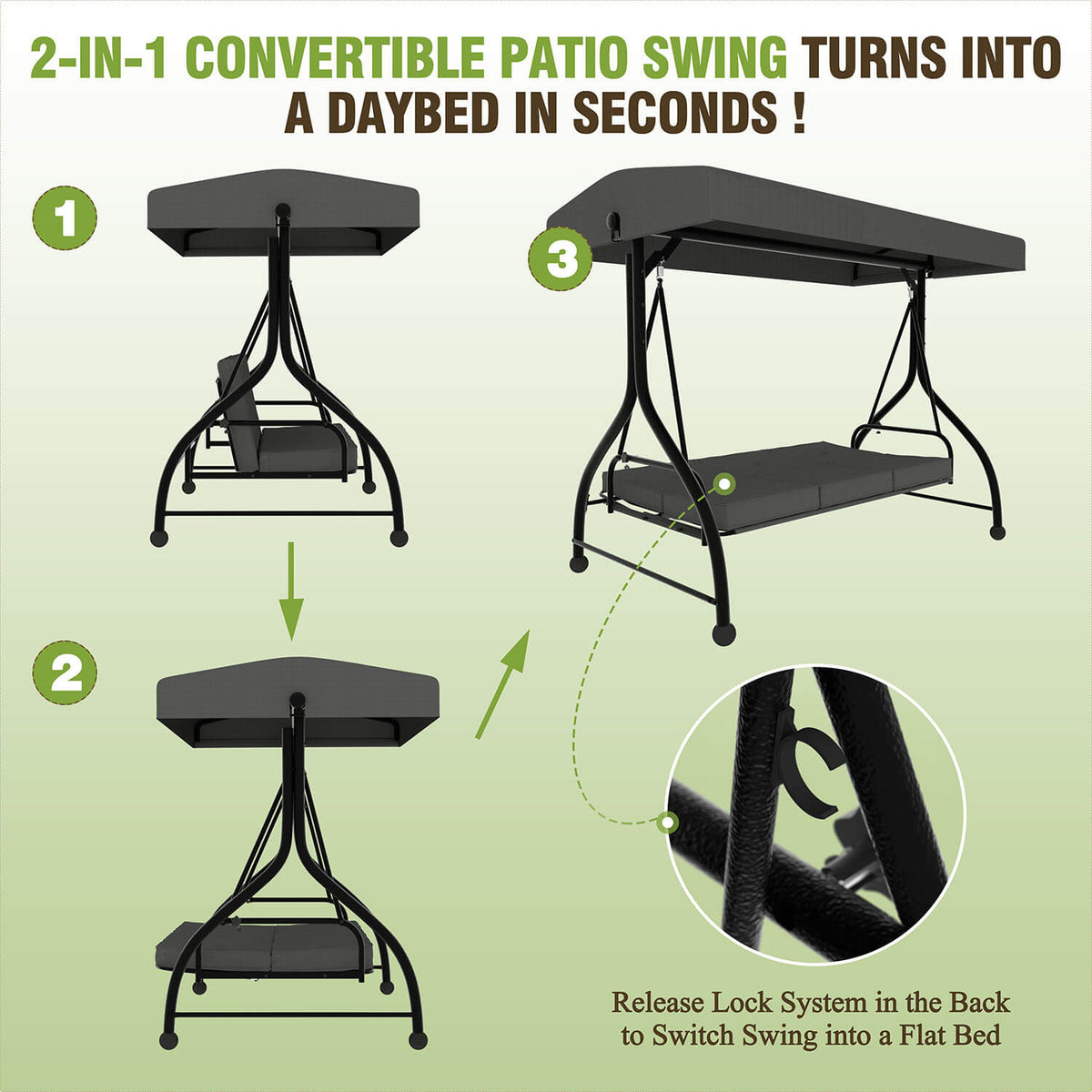 2 in 1 patio swing chair