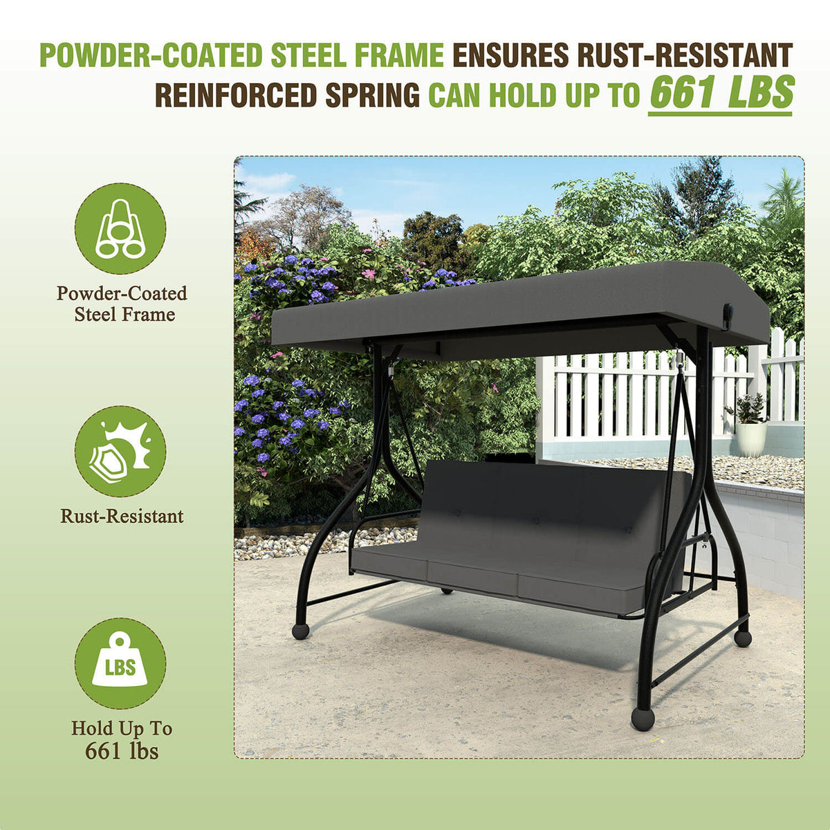 3 person swing with canopy