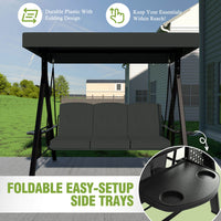 daybed swing with foldable side trays