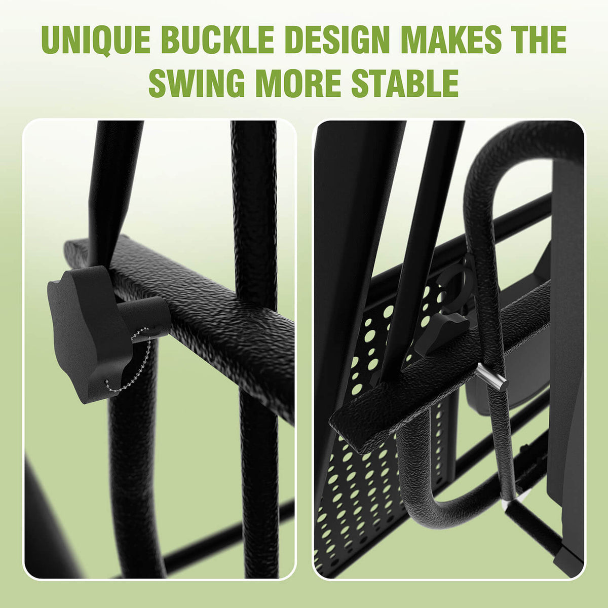 Outdoor swing frame adopts buckle structure