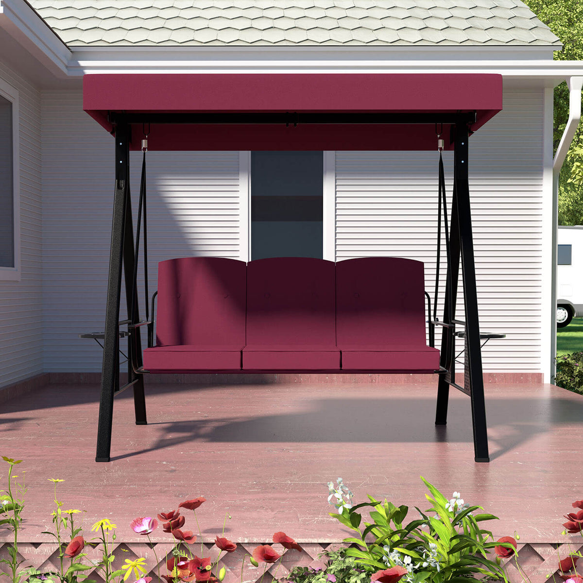 outdoor yard swing with canopy