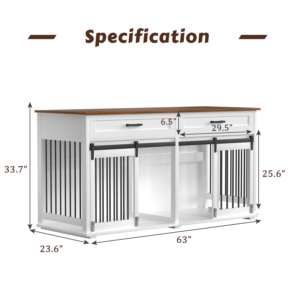 Large Wooden Dog Crate End Table