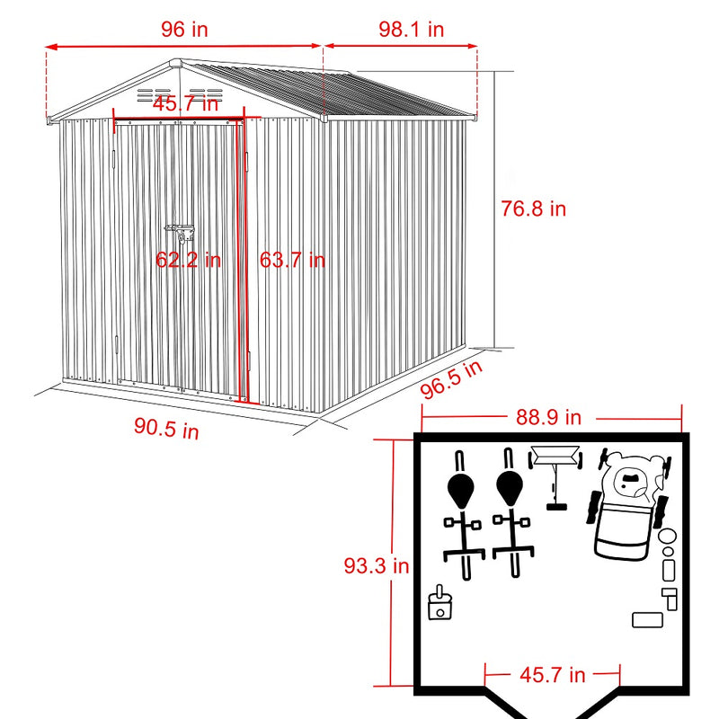 VEIKOUS Multiple Sizes Outdoor Storage Shed, Garden Metal Shed, Utility Tool Shed Storage for Backyard