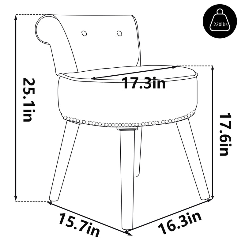 VEIKOUS Vanity Stool Chair Makeup with Low Back