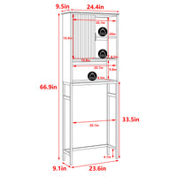 Veikous Over the Toilet Storage Cabinet with Sliding Door, Bamboo Bathroom Shelf