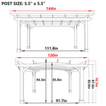 VEIKOUS Wooden Pergola Gazebo for Patio with Arched Roof and Ground Stakes, Outdoor Pergola Garden Shelter Cedar Framed for Backyard and Lawn
