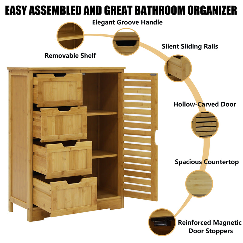 Bathroom Storage Cabinet with 4 Drawers & 1 Cupboard