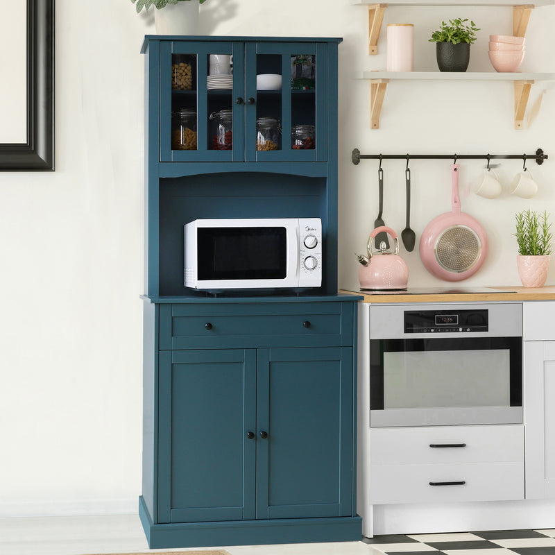 VEIKOUS 72'' Kitchen Pantry Storage Cabinet Buffet Hutch with Microwave Stand and Drawer